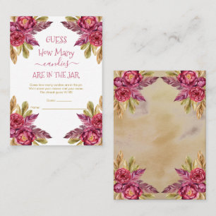 Peony Blooms Guess Candies in der Jar Game Card Visitenkarte