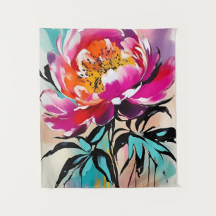 Peony Blume Abstrakt Art Blumenkolorum Helle Wandteppich