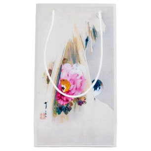 Peony Blume and Sparrow in Snow, Watanabe Seitei Kleine Geschenktüte