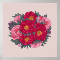 Peony Blume Bouquet Botanisches Rotes Rotes Rosa