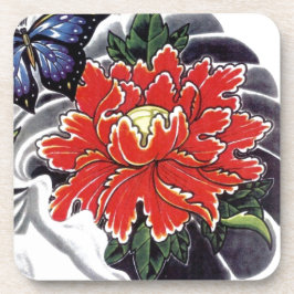 Peony Blume Japanisches Tätowierdesign Untersetzer