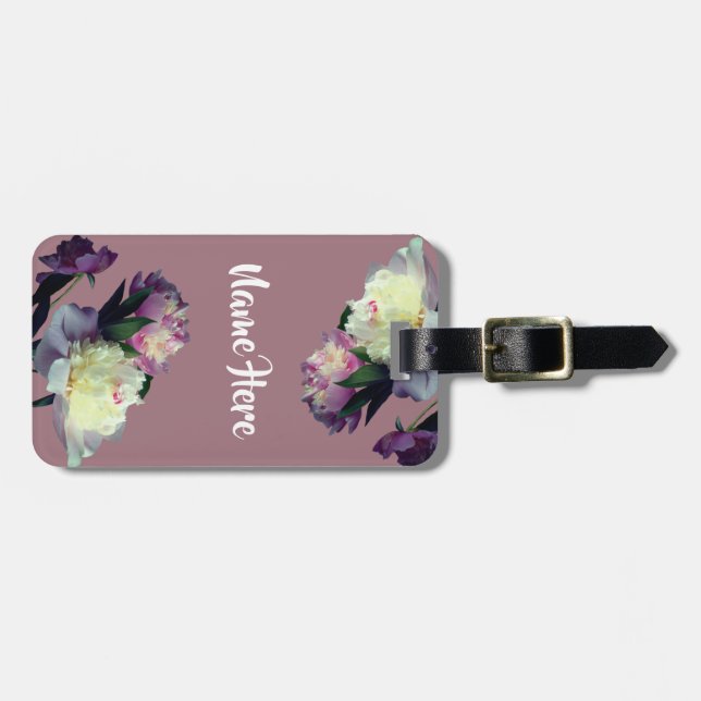 Peony Blume Luggae Tags Gepäckanhänger (Vorderseite horizontal)