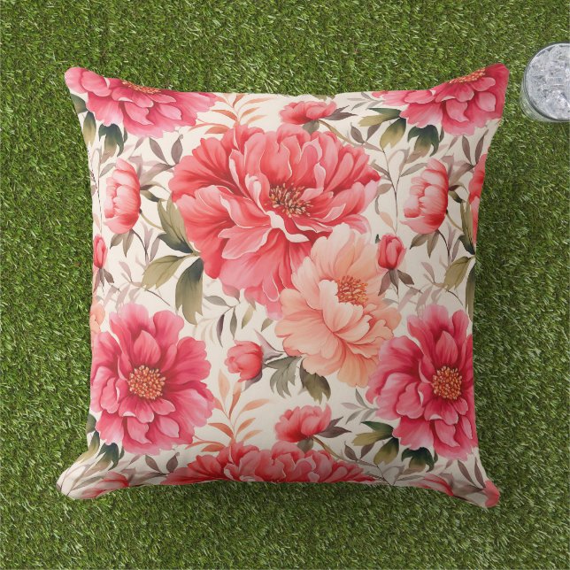 Peony Blume Outdoor Pillow Kissen (Gras)