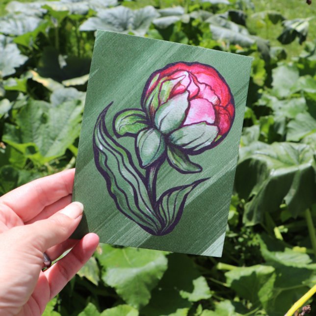 Peony Blume Peonies Gardener Art Pink Postkarte (Von Creator hochgeladen)