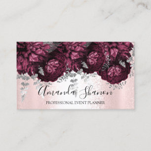 Peony Blume Rosa Silver Logo Event Plane Visitenkarte