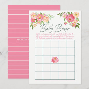 Peony Blume Spring Baby Shower Baby Bingo Einladung