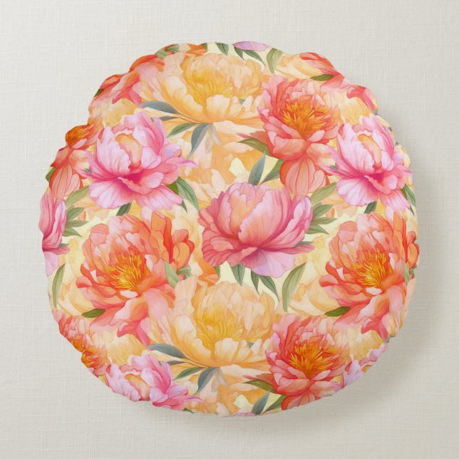 Peony Blume Throw Kissen (Vorderseite)