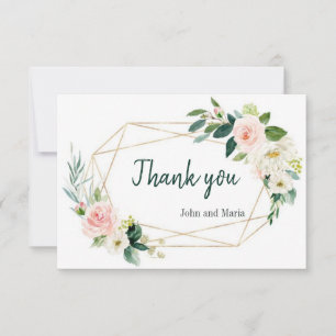 Peony Blush Floral Wedding Boho Danke Karte