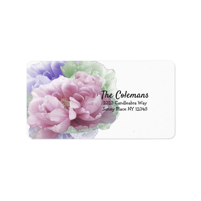 Peony Bouquet Address Label Adressaufkleber (Vorne)