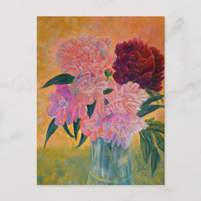Peony Bouquet Painting Postkarte (Vorderseite)