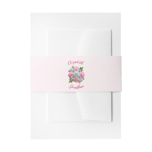 Peony Bouquet Wedding Einladungsbanderole (Vorderseite Beispiel)