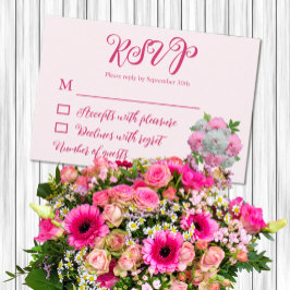 Peony Bouquet Wedding RSVP Karte