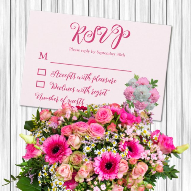 Peony Bouquet Wedding RSVP Karte (Von Creator hochgeladen)