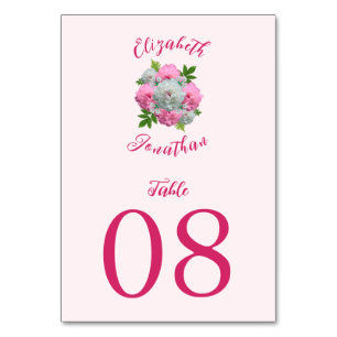 Peony Bouquet Wedding Tischnummer