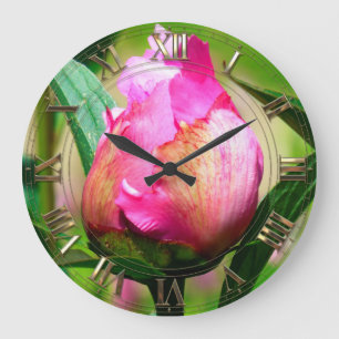 Peony Bud Große Wanduhr