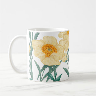Peony Claire de Lune Pflanze Nahtlose Muster. Kaffeetasse