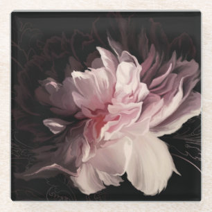 Peony Dark Wall: Design der bemalten Blume Glasuntersetzer
