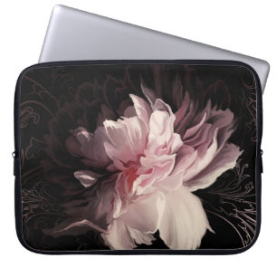 Peony Dark Wall: Design der bemalten Blume Laptopschutzhülle