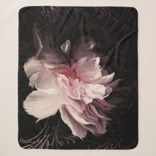 Peony Dark Wall: Design der bemalten Blume Sherpadecke