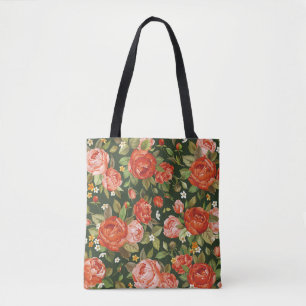 Peony Elegance: Graphic Floral Wallpaper. Tasche