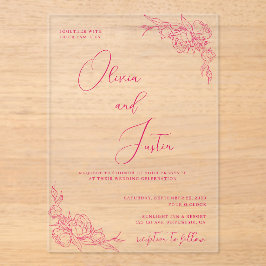 Peony Elegance Wedding Acryleinladungen