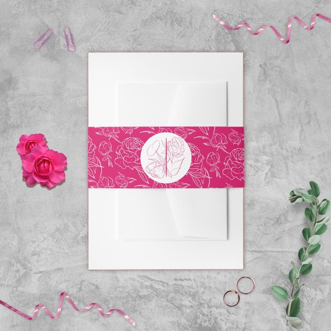Peony Elegance Wedding Einladungsbanderole (Von Creator hochgeladen)