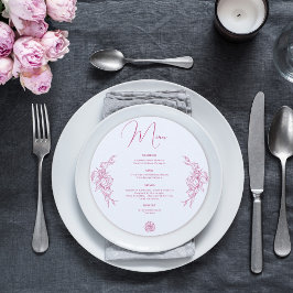 Peony Elegance Wedding Menu Feiertagskarte
