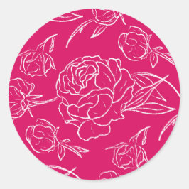 Peony Elegance Wedding Runder Aufkleber