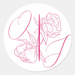 Peony Elegance Wedding Runder Aufkleber