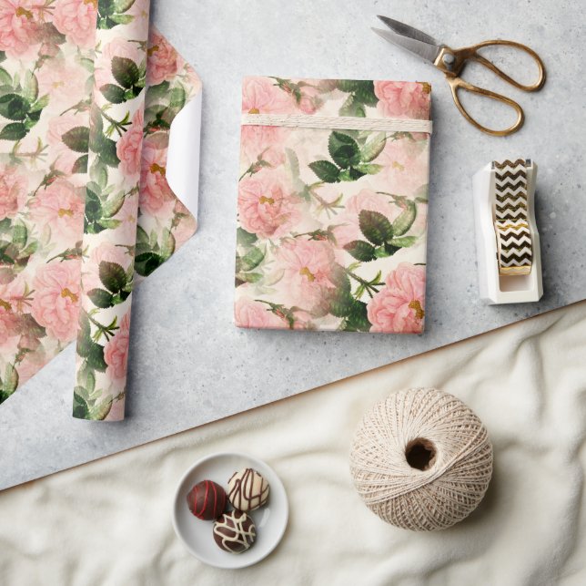 Peony Elegant Floral Wrapping Paper Geschenkpapier (Kunsthandwerk)