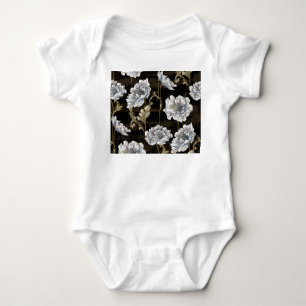 Peony Elegante: Baroque Gold Wirbel Baby Strampler