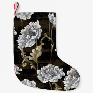 Peony Elegante: Baroque Gold Wirbel Kleiner Weihnachtsstrumpf