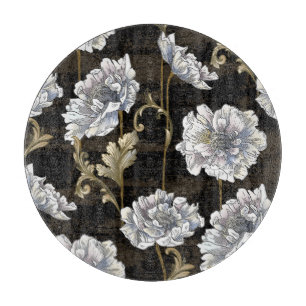 Peony Elegante: Baroque Gold Wirbel Schneidebrett