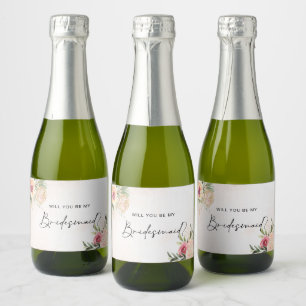 Peony et Gold Foil Blooms Bridesmaid Vin Étiquette