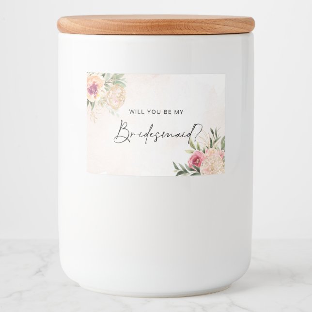 Peony et Gold Foil fleurit Bridesmaid Étiquette de (Devant)