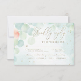 Peony Eukalyptus Greenery Monogram Meal Choice RSVP Karte