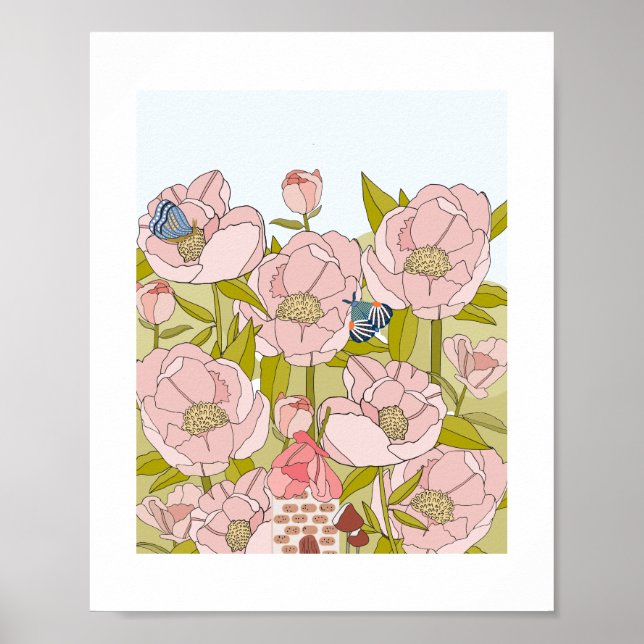 Peony Fairy House Art Print Poster (Vorne)