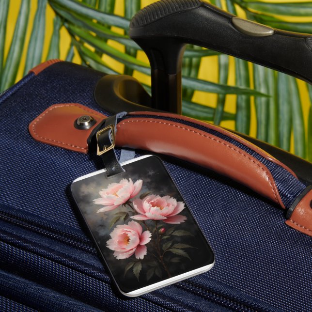 Peony Floral Artwork Gepäckanhänger (Vorderseite Insitu 1)