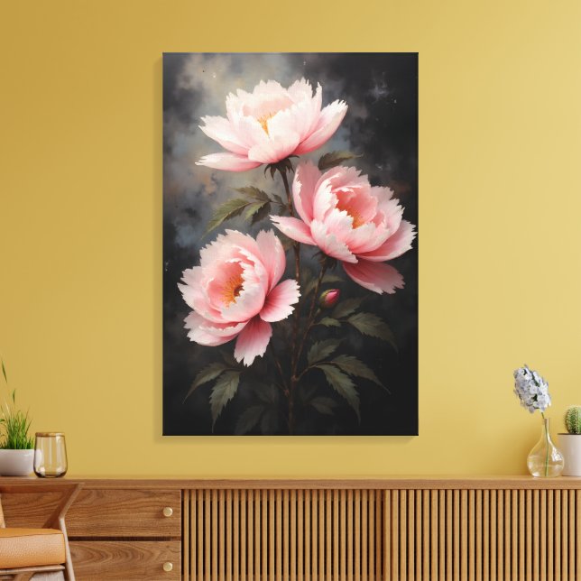 Peony Floral Artwork Leinwanddruck (Insitu (Wohnzimmer))