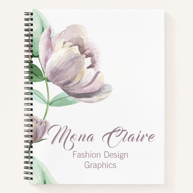 Peony Floral "Fashion Design Graphics" Business Notizbuch (Vorderseite)