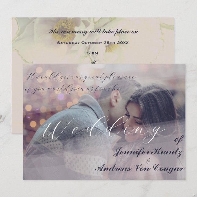 Peony Floral Mariage et Invitation photo (Devant / Derrière)