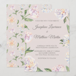Peony Floral Mauve Hochzeitseinladungen Einladung