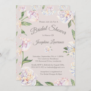 Peony Floral Mauve Invitations de douche nuptiale