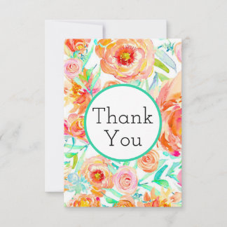Peony Floral Merci Cartes