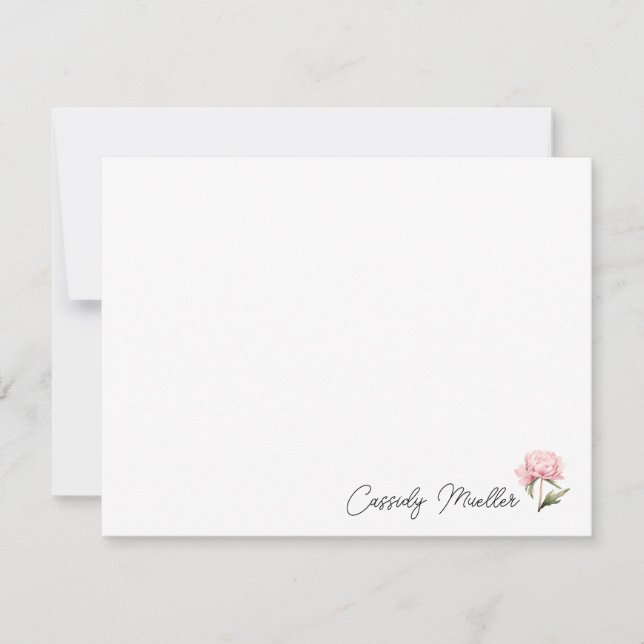 Peony Floral Note Card Mitteilungskarte (Vorderseite)