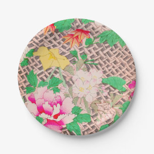 Peony Floral Print Vintages japanisches Retro-Must Pappteller