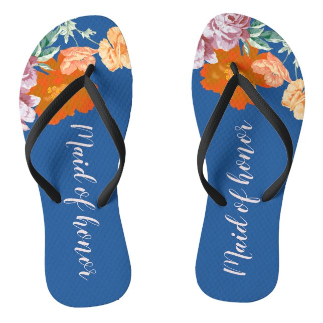 Peony Floral Something Blue Wedding Trauzeugin Flip Flops (Fußbett)
