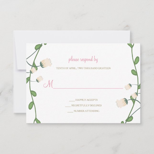 Peony Floral Wedding RSVP Card Karte (Vorderseite)