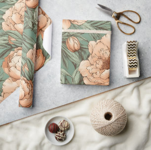 Peony Floral Wrapping Paper Bridal Baby Dusche Geschenkpapier
