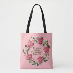 Peony Floral Wreath ermutigt religiösen Zitat Tasche